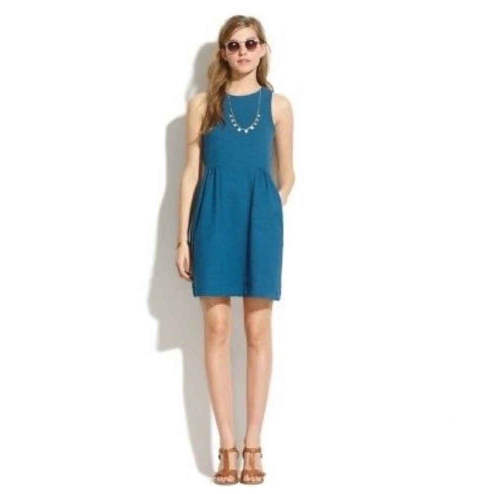 Madewell Keynote Ponte Fit‎ & Flare Verse Dress Teal Blue Small Sleeveless